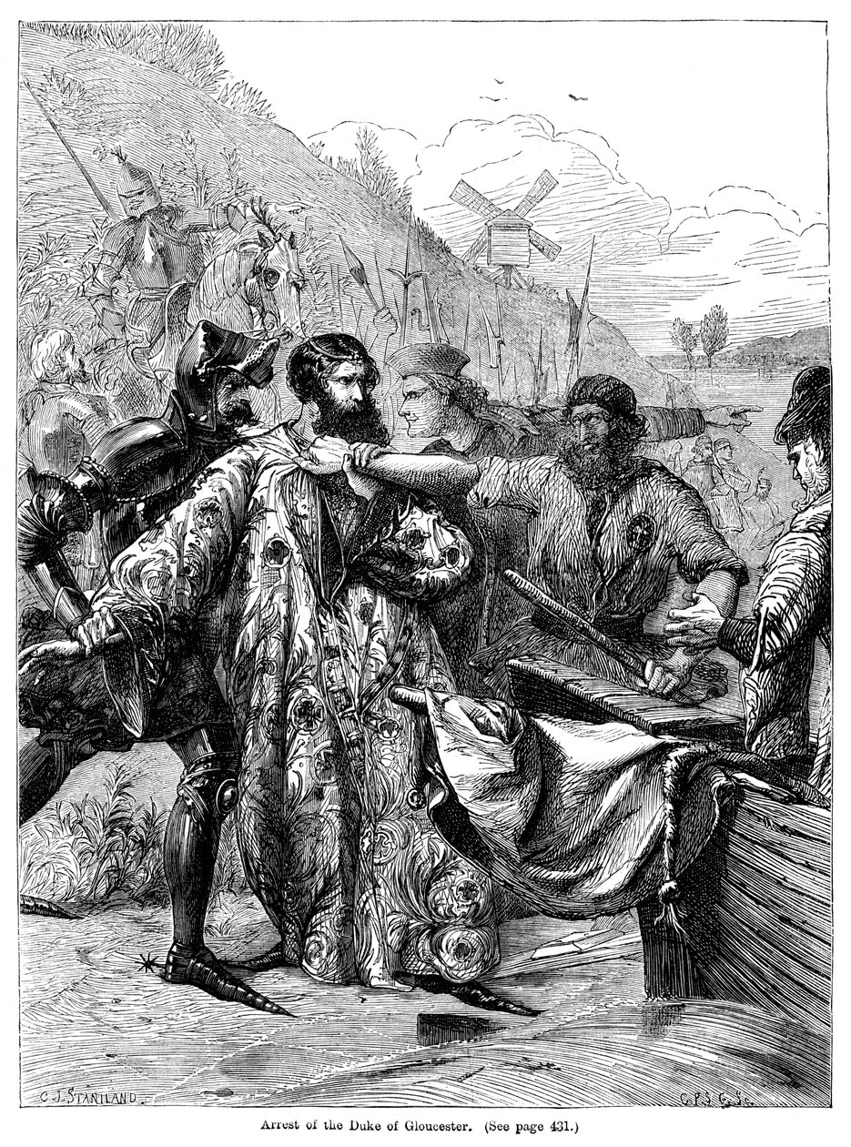 Arrestation af hertugen af Gloucester af Charles Joseph Staniland