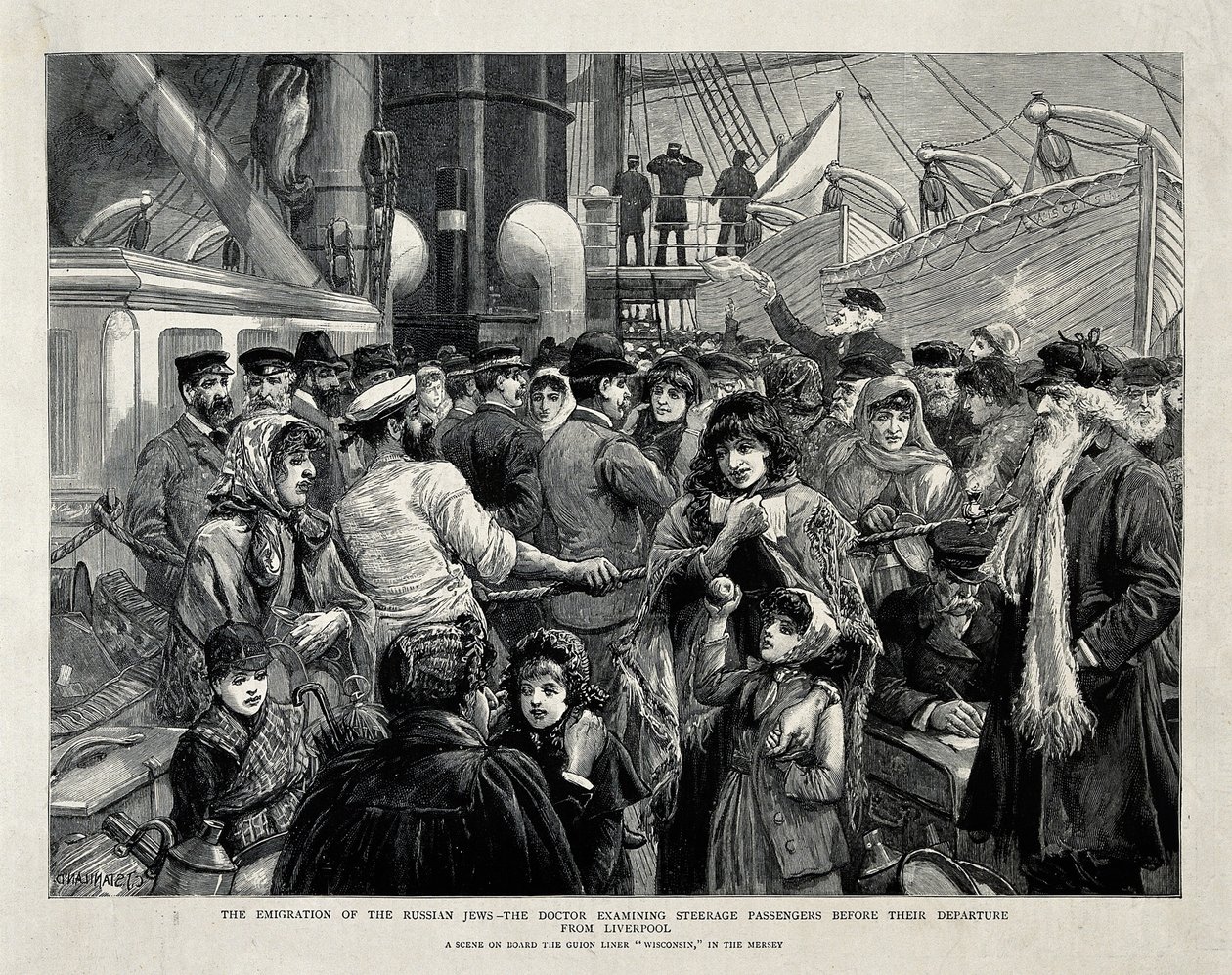 De russiske jøder undersøgt af en læge før emigrationen fra Liverpool, 1891 af Charles Joseph Staniland