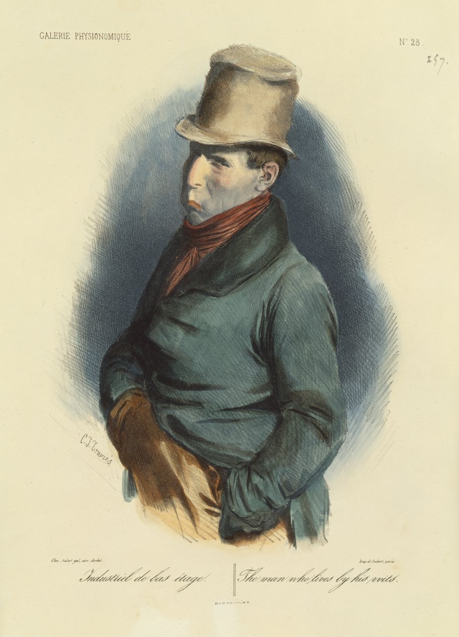 The Man Who Lives by his Wits, nr.28 fra Galerie Physionomique af Charles Joseph Travies de Villiers