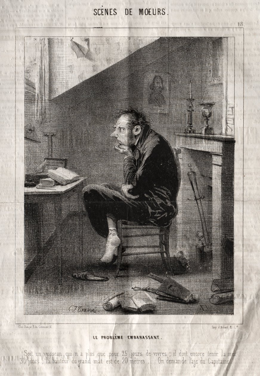 Scener med manerer: Det pinlige problem... af Charles Joseph Traviès de Villers