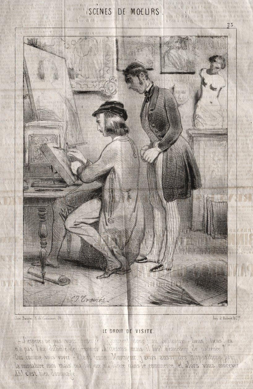 Manerscener: Besøgsretten. Håber ikke at genere dig.... af Charles Joseph Traviès de Villers