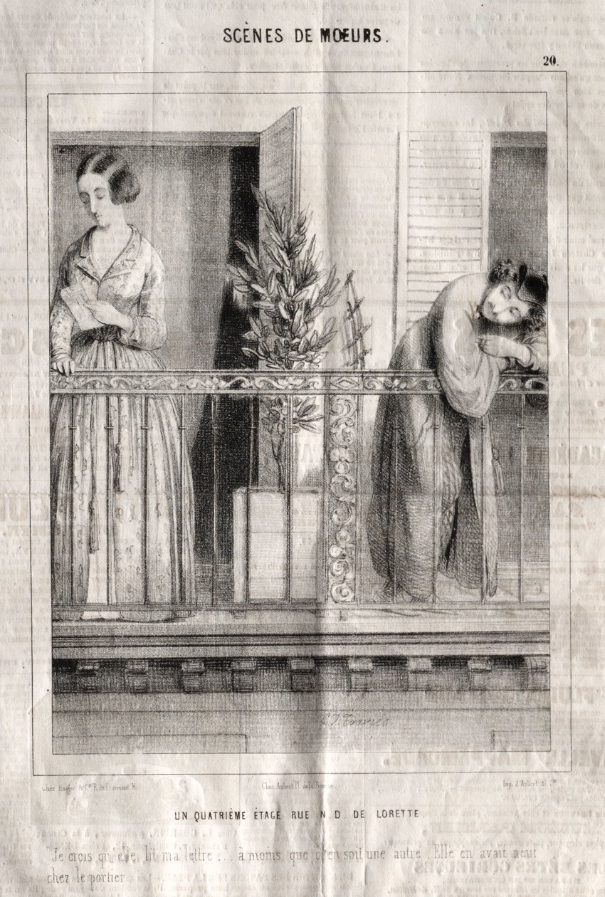 Scener af manerer: En fjerde sal rue N. D. de Lorette. Jeg tror hun læser mit brev.... af Charles Joseph Traviès de Villers