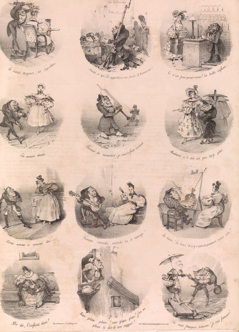 Tolv satiriske vignetter Le Charivari, 10. december 1832, 1. december 1832. af Charles Joseph Traviès de Villers
