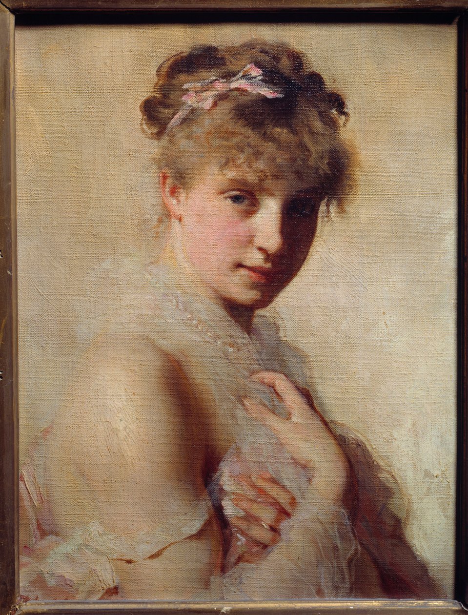 Portræt af en ung pige. Maleri af Charles Chaplin (1825-1891) af Charles Joshua Chaplin