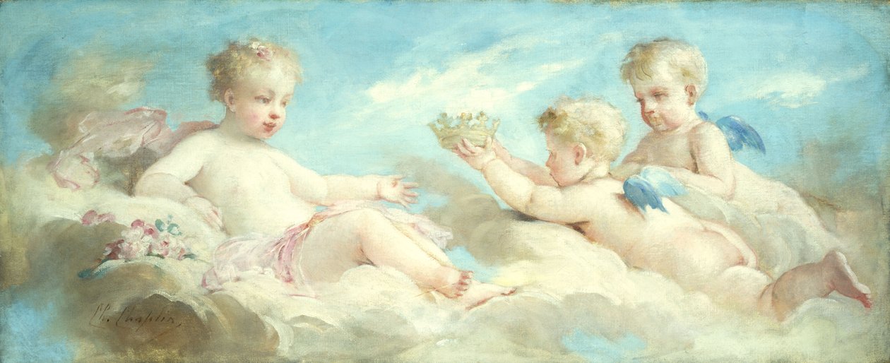 Putti boltrer sig i skyerne af Charles Joshua Chaplin