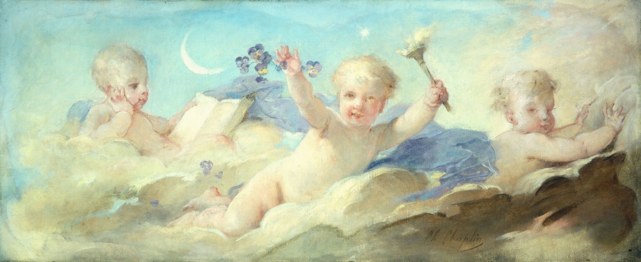 Putti boltrer sig i skyerne af Charles Joshua Chaplin