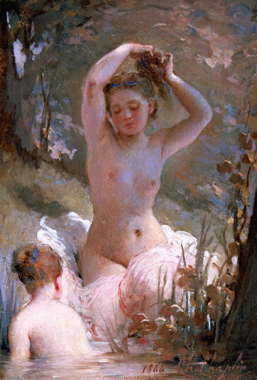 To piger badende, 1864 af Charles Joshua Chaplin