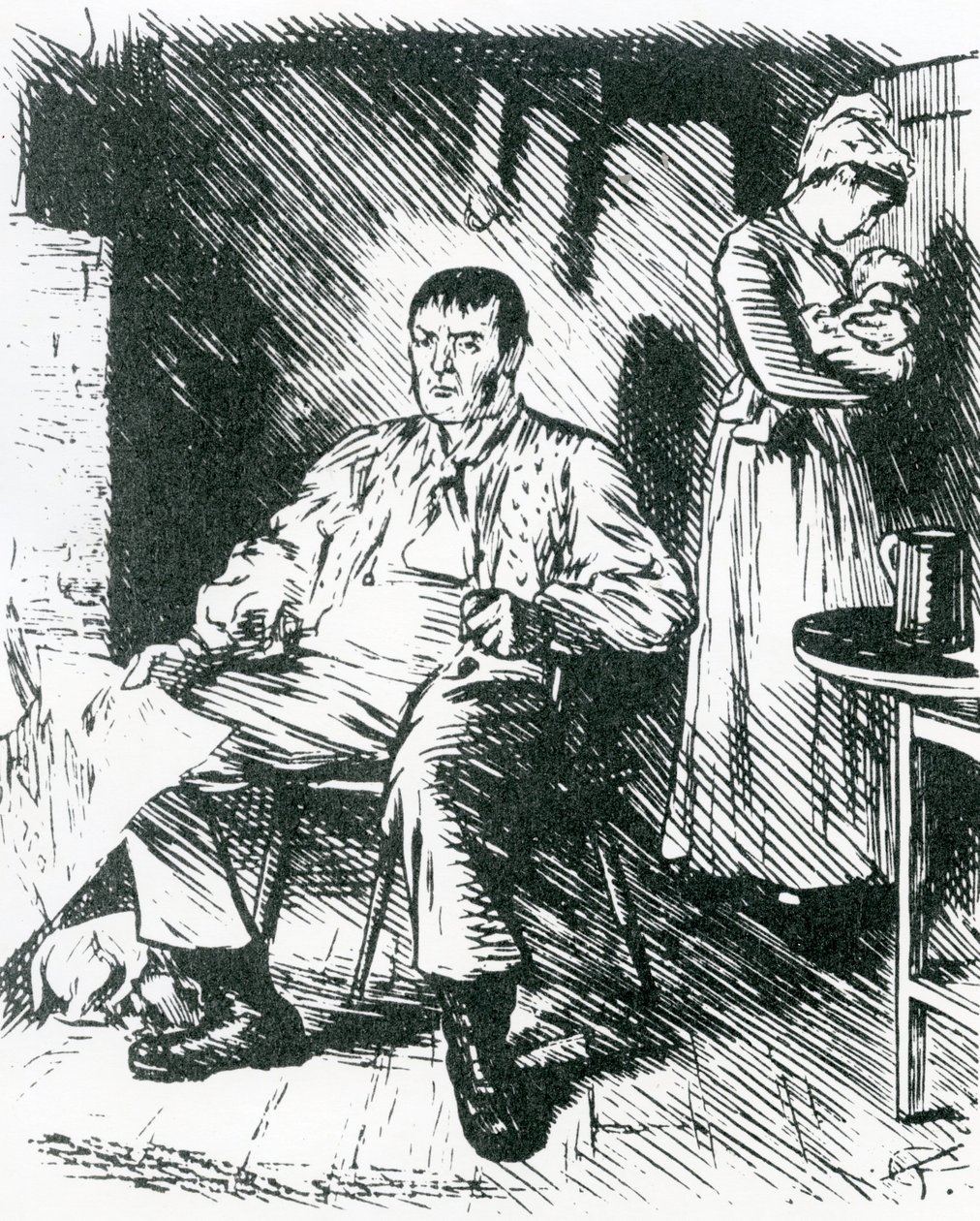"A Real Hard Case" Illustration til "Punch", 1875 (kobberstik) af Charles Keene