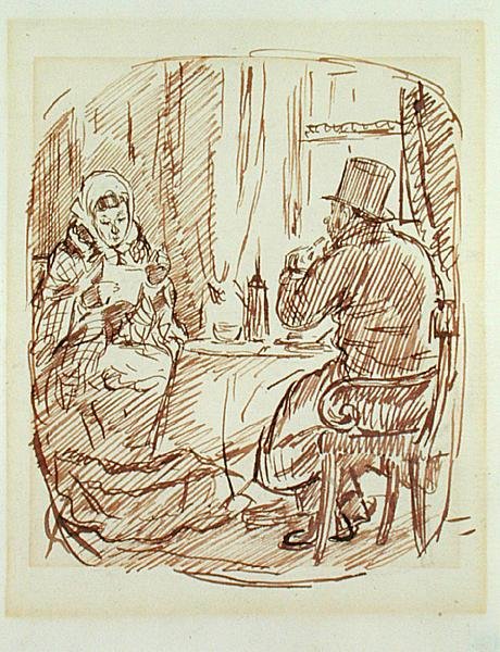 Kul hungersnøden (pen og brunt blæk på papir) af Charles Keene