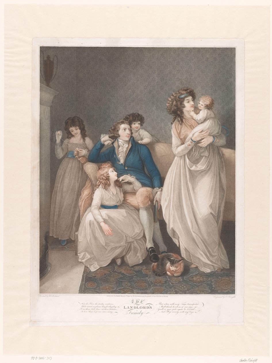 Britisk familie med fire børn Udlejerens familie (titel på objektet) af Charles Knight