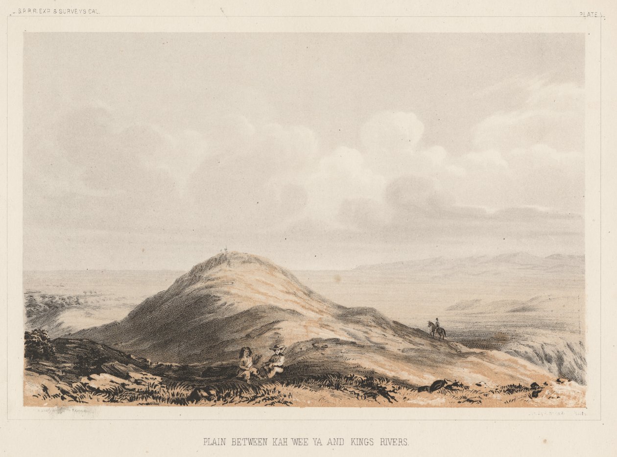 Plain Between Kah Wee Ya og Kings Rivers, litho af A. Hoen & Co., 1855 chromolitho af Charles Koppel