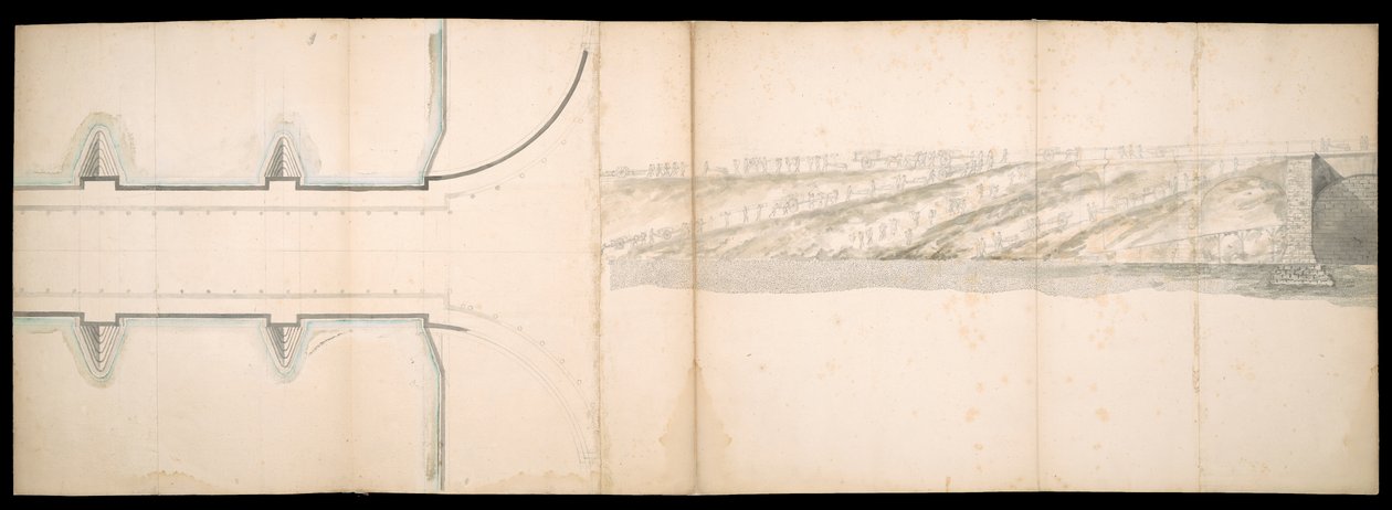 Design af den projekterede bro over Themsen i London, BL Maps C.49.e.76 af Charles Labelye