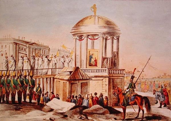 The Blessing of the Waters at St. Petersburg, c.1820 (color litho) af Charles Lasteyrie du Saillant
