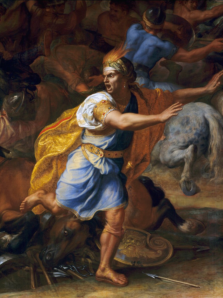 En skræmt mand. Detalje af slaget ved Arbels (antik). Maleri af Charles Lebrun (Le Brun) (1619-1690) af Charles Le Brun