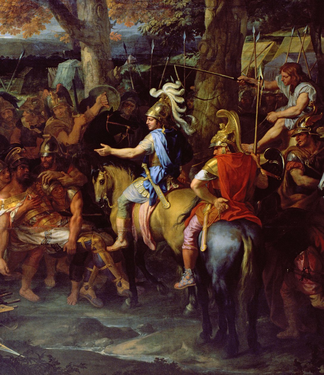 Alexander og Porus i slaget ved Hydaspes, ca. 1673 (olie på lærred) (detaljer fra 90063) af Charles Le Brun
