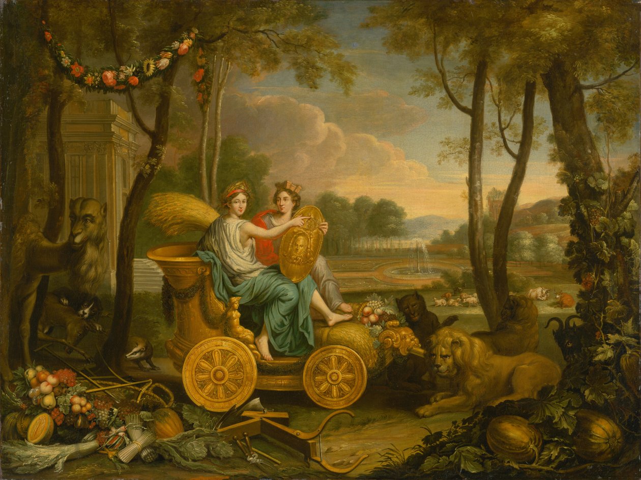 Allegori over de fire elementer: Jorden. Design til et gobelin til kong Louis XIV, ca. 1680. af Charles Le Brun