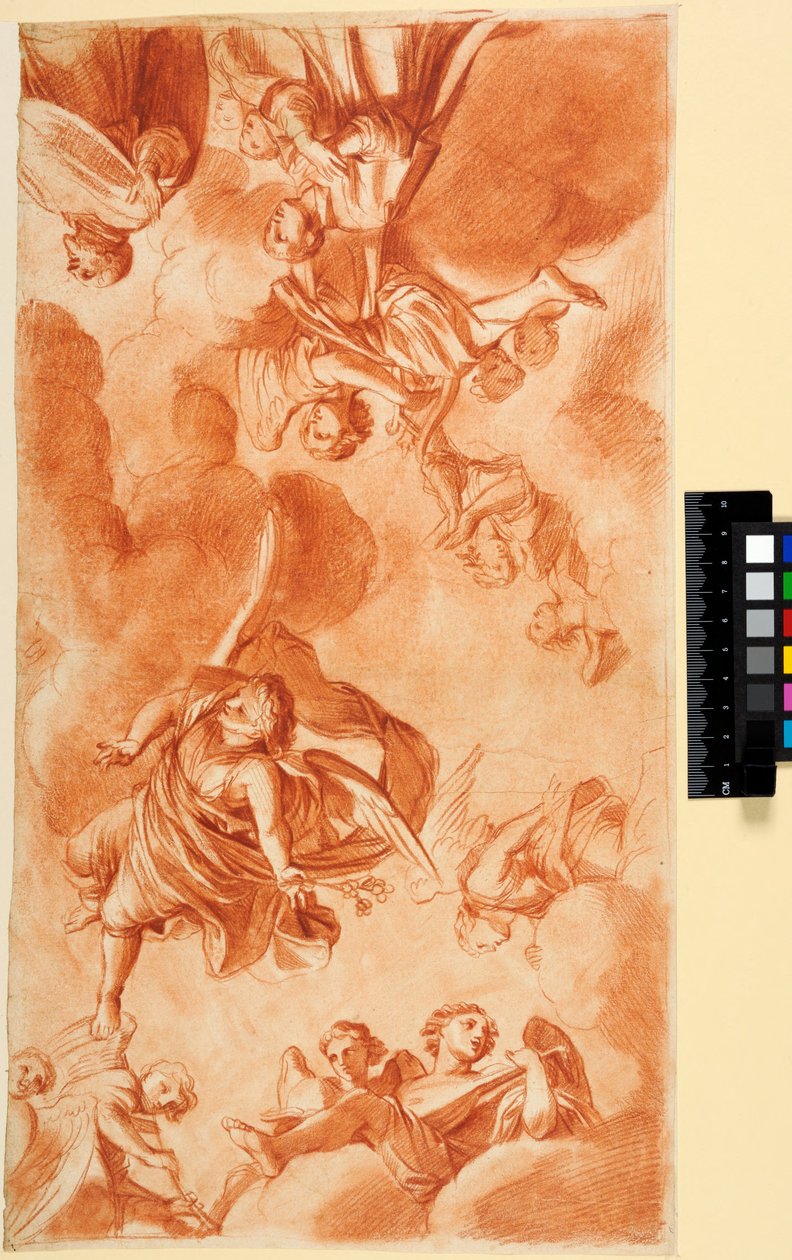 Deckengestaltung mit Engeln und Anbetern. Für die Chapelle du Séminaire in Saint-Sulpice, Paris af Charles Le Brun