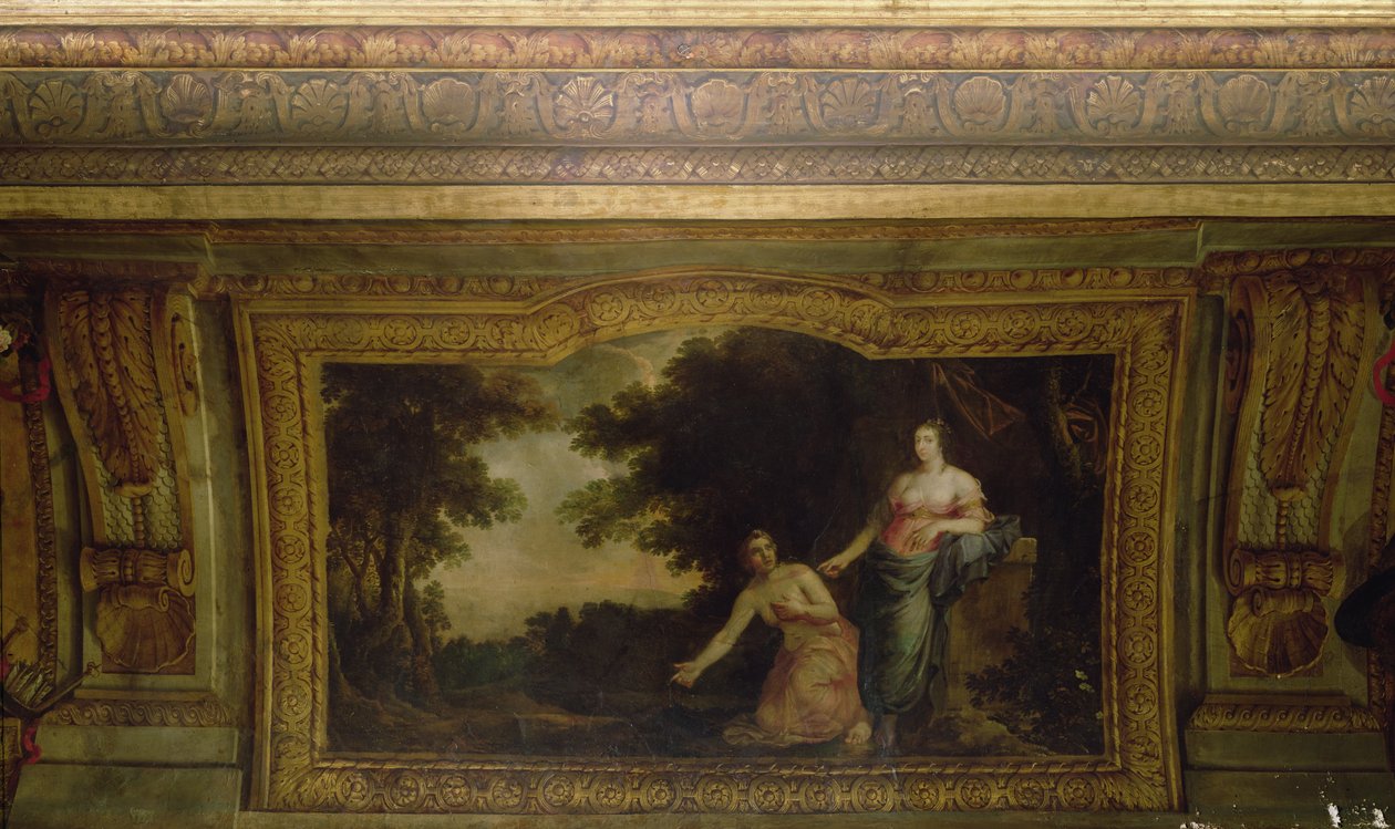 Loftet på Hôtel La Rivière (detalje af Psyche og Venus), 1653 af Charles Le Brun