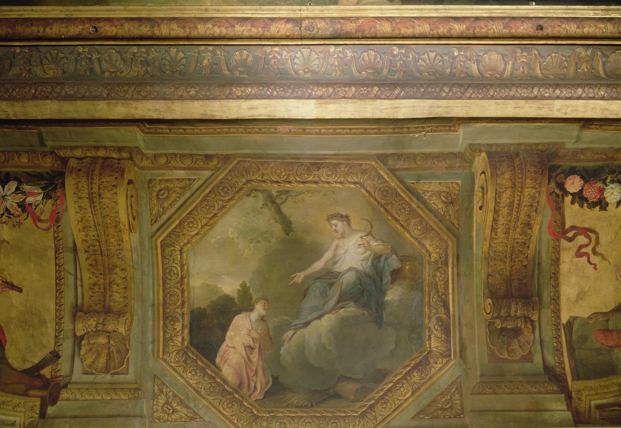 Loft på Hôtel La Rivière detalje af Psyche tigger Ceres, 1653 olie på lærred af Charles Le Brun