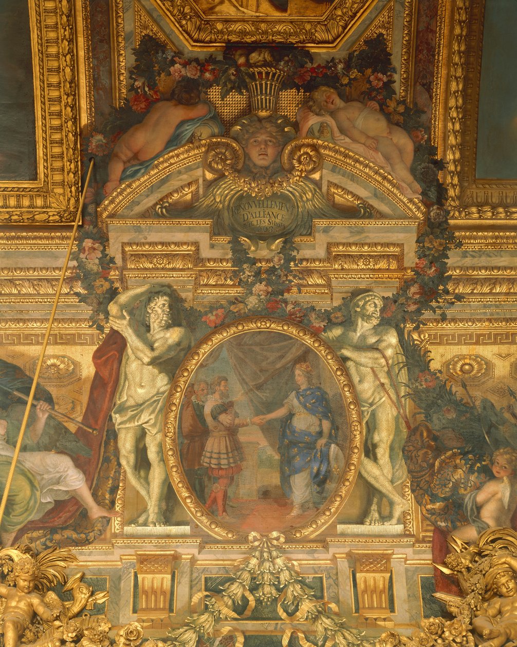 Detalje af dekorationer af Charles Le Brun (1619-1690), Spejlsalen, Versailles-paladset (UNESCOs verdensarvsliste af Charles Le Brun