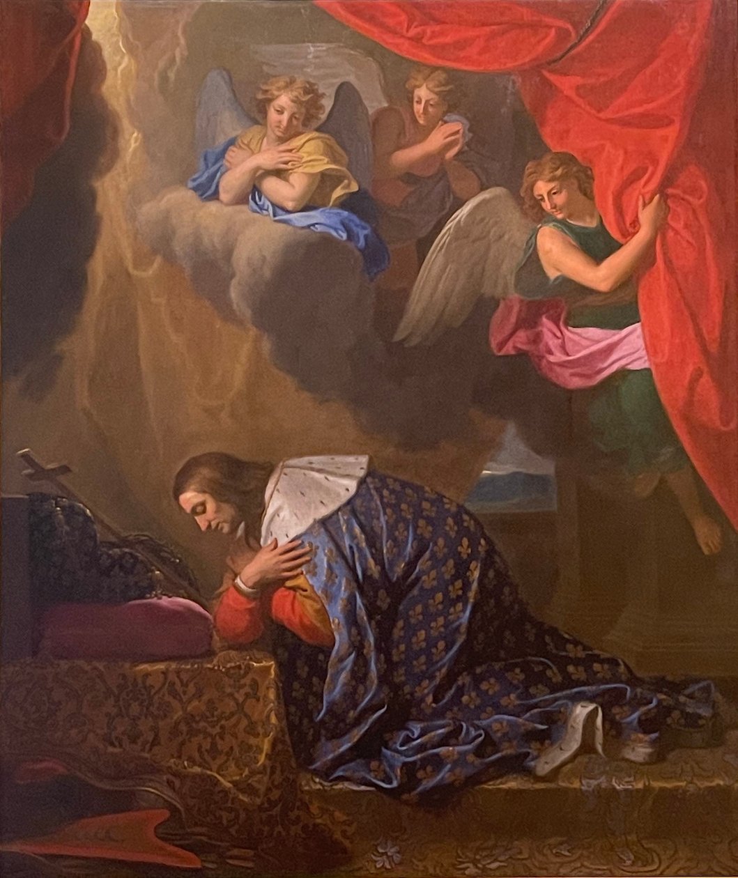 Fransk: Sankt Ludvig i bøn, mens han ærer tornekronen af Charles Le Brun