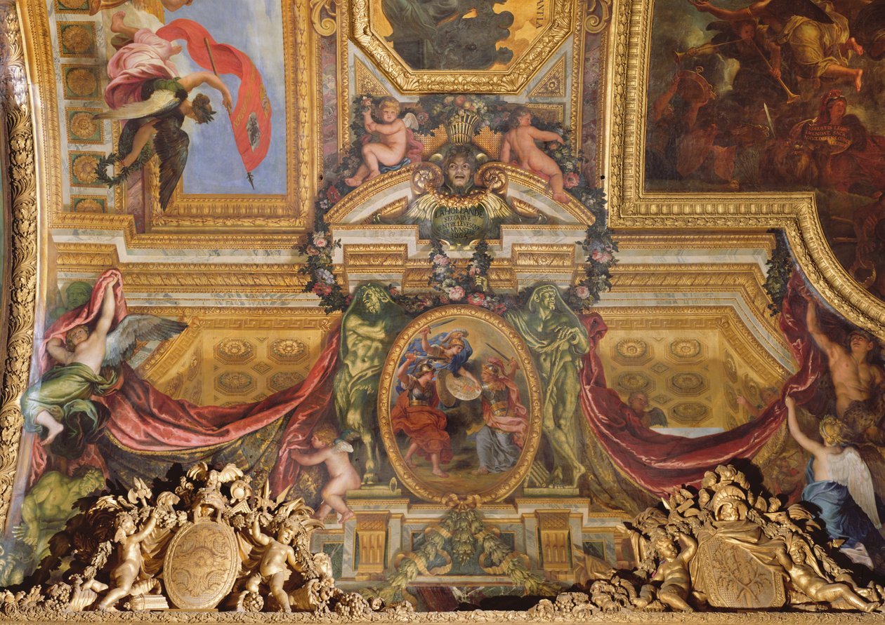 Holland hjælper mod biskoppen af Munster, 1665, loftsmaleri fra Galerie des Glaces af Charles Le Brun