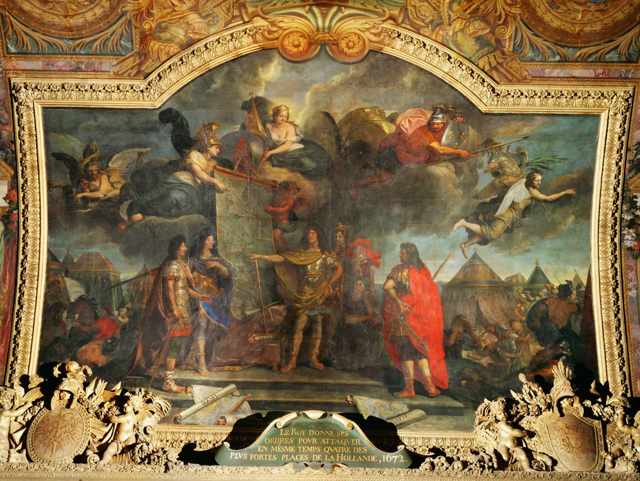 Ludvig XIV giver ordre til at angribe fire fæstninger i Holland ... af Charles Le Brun