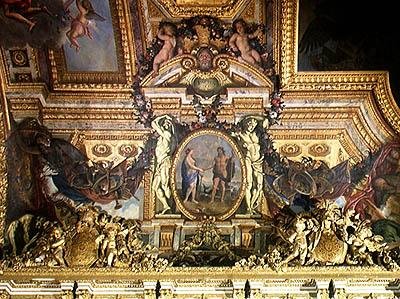 Meeting of the Two Seas, loftmaleri fra Galerie des Glaces af Charles Le Brun