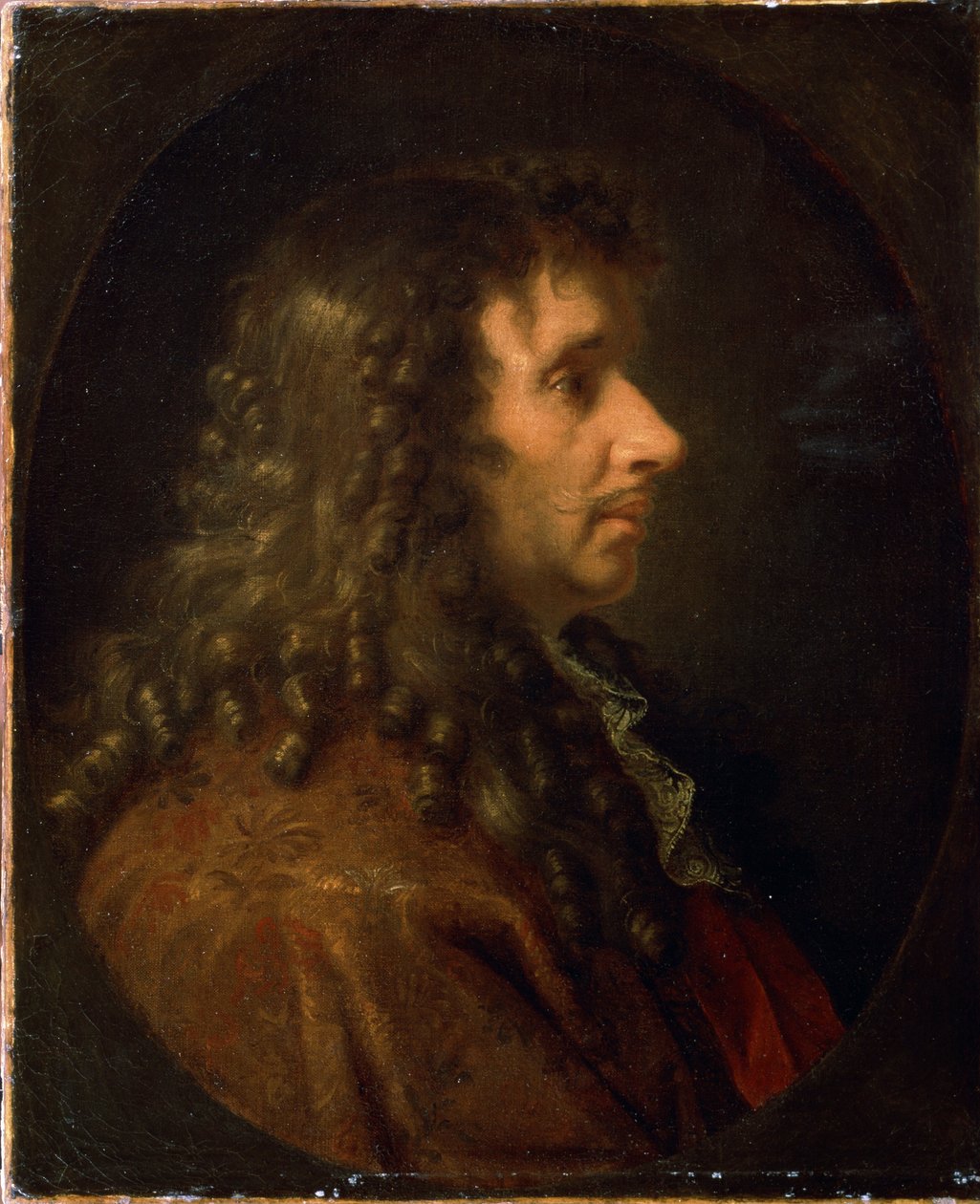 Moliere (Profilportræt af Jean-Baptiste Poquelin (1622-1673). Maleri, ca. 1660. af Charles Le Brun