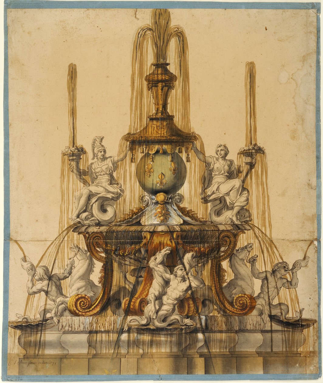 Vorschlag für einen Brunnen in Versailles af Charles Le Brun
