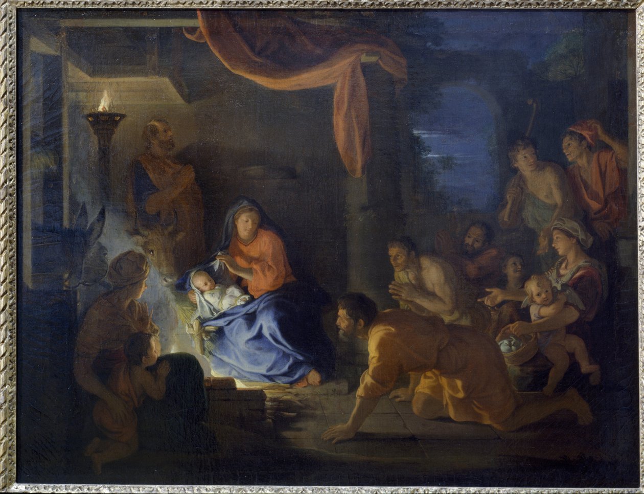 Hyrdernes tilbedelse. (Olie på lærred af Charles Le Brun