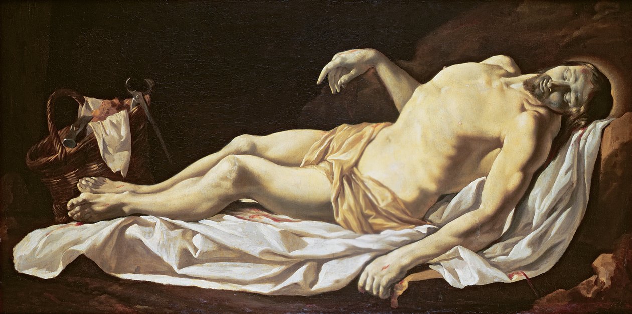The Dead Christ (olie på lærred) af Charles Le Brun