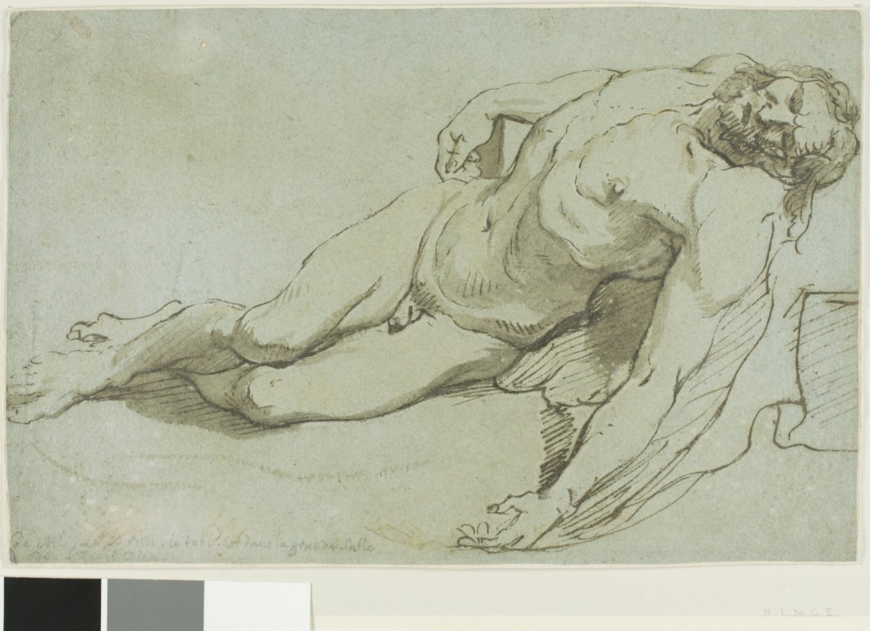 Den døde Kristus (recto); barnets hoved (verso) af Charles Le Brun