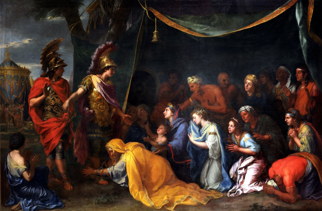 Dronningerne af Persien ved Alexanders fødder, også kaldet Dareios telt, ca. 1660 (olie på lærred) af Charles Le Brun