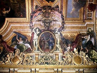 Fornyelsen af alliancen med schweizerne i 1663, loftmaleri fra Galerie des Glaces af Charles Le Brun