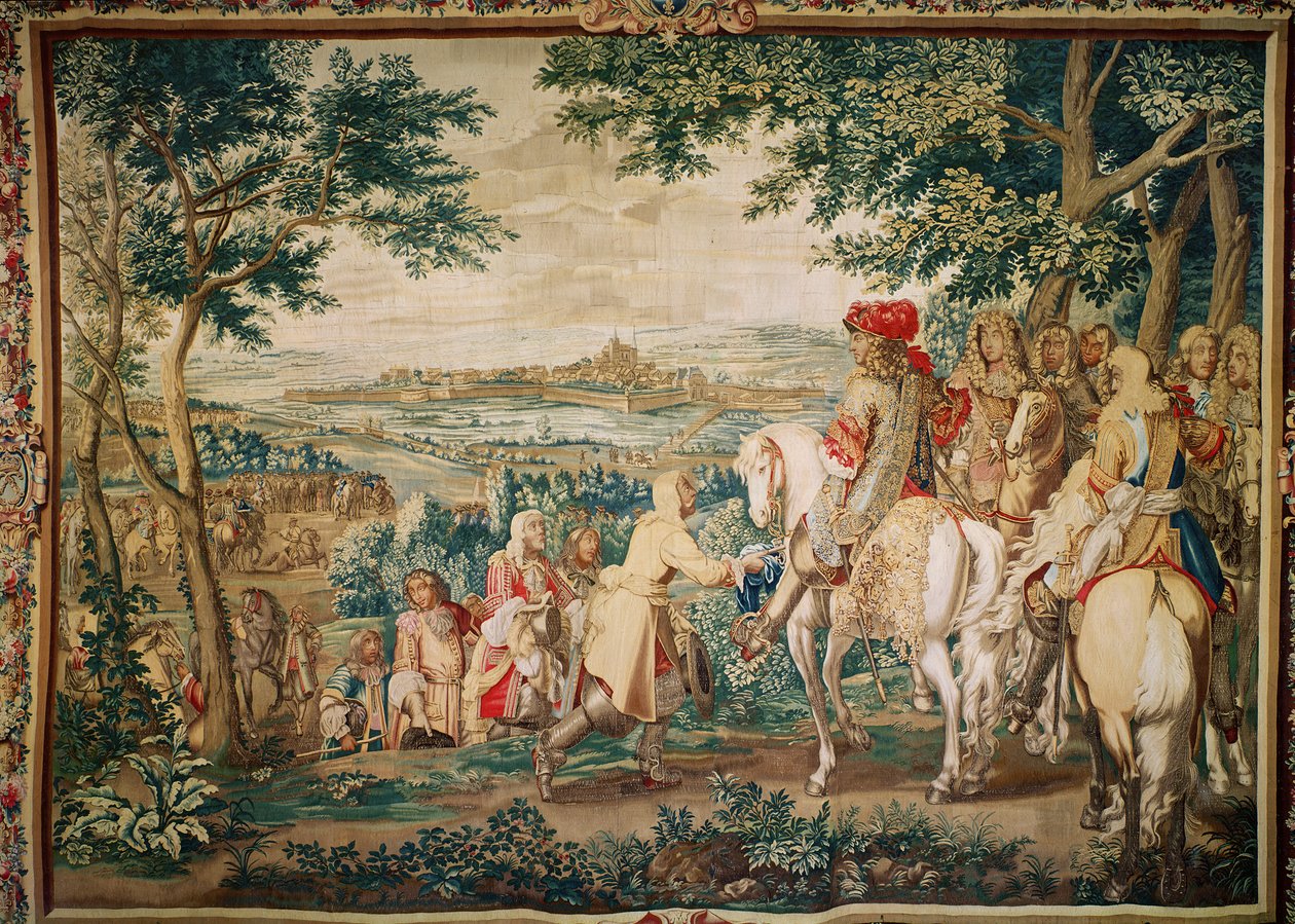 The Surrender of Marsal i 1662, Gobelins Workshop (tæppe) af Charles Le Brun