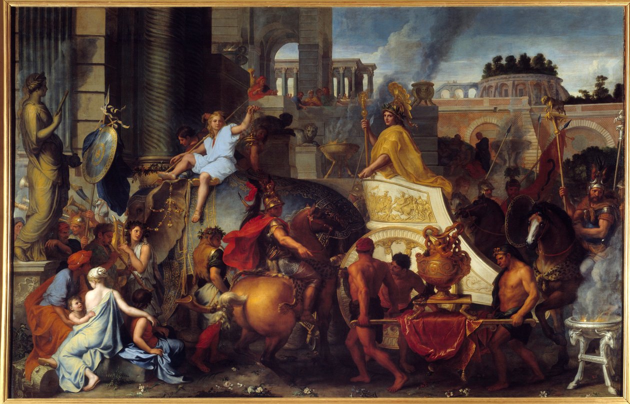 Alexanders triumf eller Alexander den Stores hovedret i Babylon-maleri af Charles Lebrun (Le Brun) (1619-1690) 1600-tallets søn. 4,5x7,7 m af Charles Le Brun