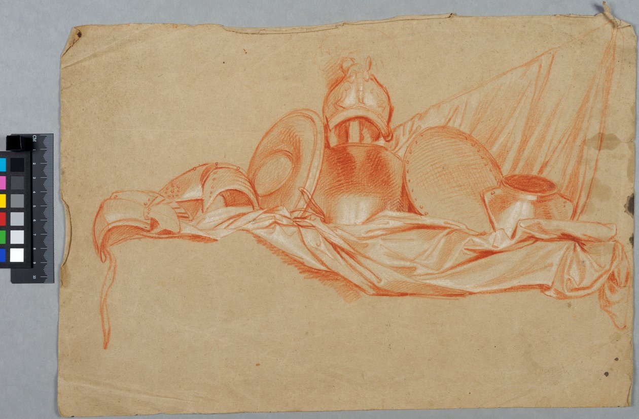 Trophäen auf einem Seidenbanner af Charles Le Brun