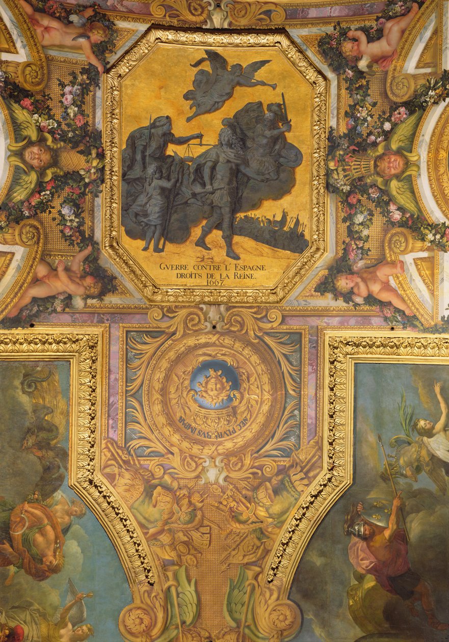 Krig for Dronningens rettigheder i 1667, loftmaleri fra Galerie des Glaces af Charles Le Brun
