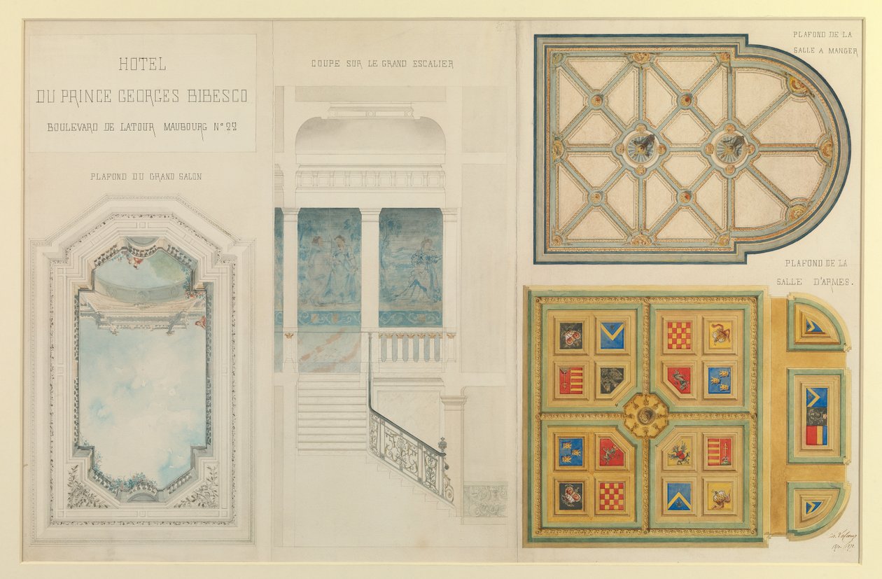 Projekt for Prince Georges Bibescos hotel af Charles Le Coeur