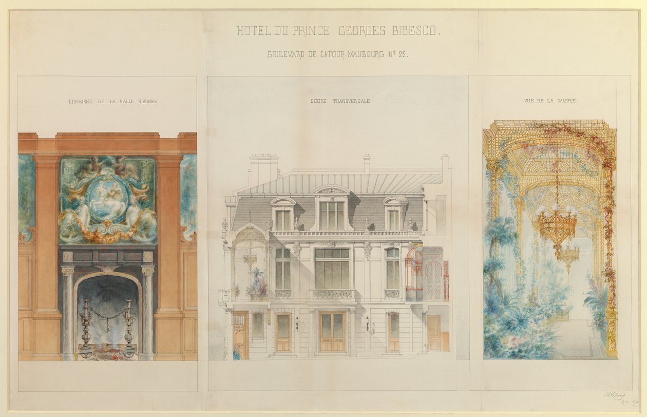 Projekt for hotellet i Prince Georges Bibesco af Charles Le Coeur