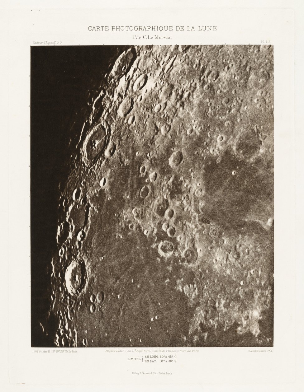 Carte photographique de la lune, planche I.A (Fotografisk kort over månen, plade I.A),11. oktober af Charles le Morvan