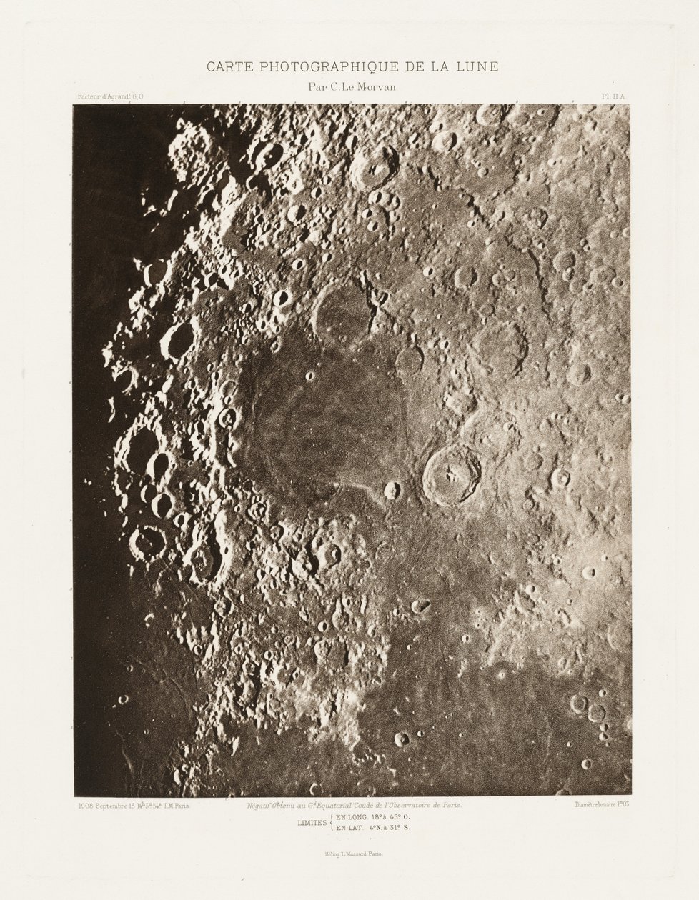 Carte photographique de la lune, planche II.A (Fotografisk kort over månen, plade II.A),13. september af Charles le Morvan