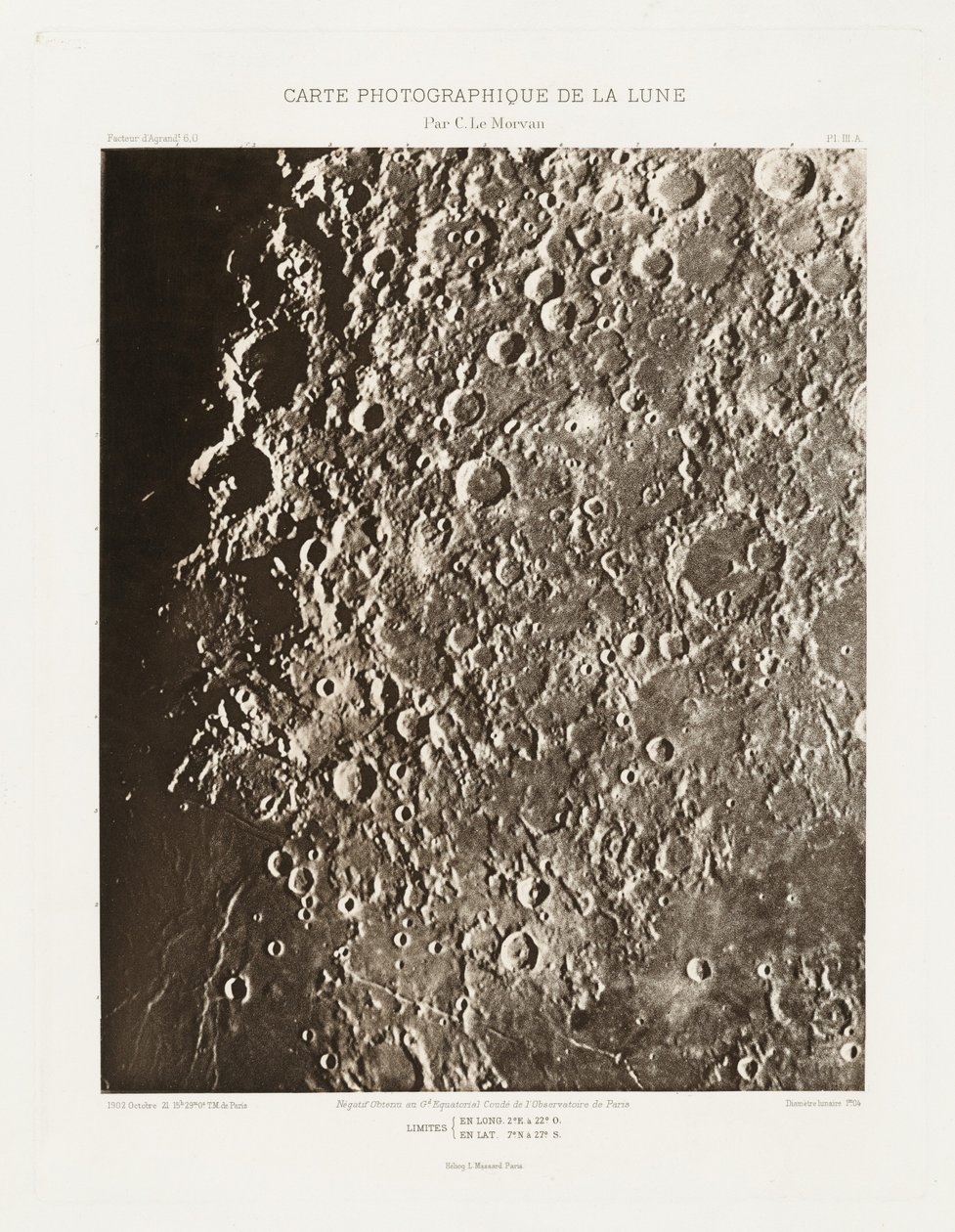 Carte photographique de la lune, planche III.A (Fotografisk kort over månen, planche III.A),21. oktober af Charles le Morvan