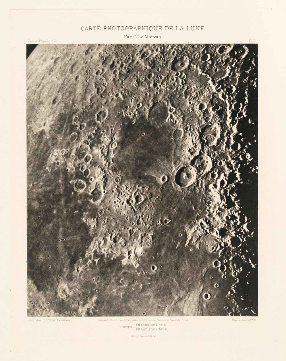 Carte photographique de la lune, planche II (Fotografisk kort over månen, planche II),15. marts af Charles le Morvan
