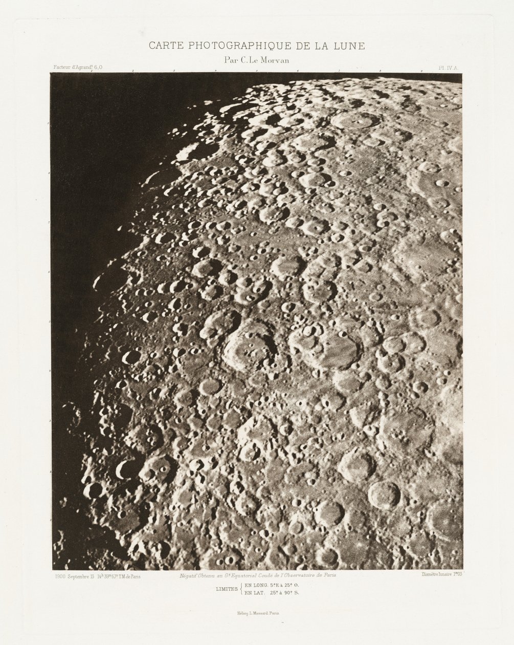 Carte photographique de la lune, planche IV.A (Fotografisk kort over månen, plade IV.A),13. september af Charles le Morvan
