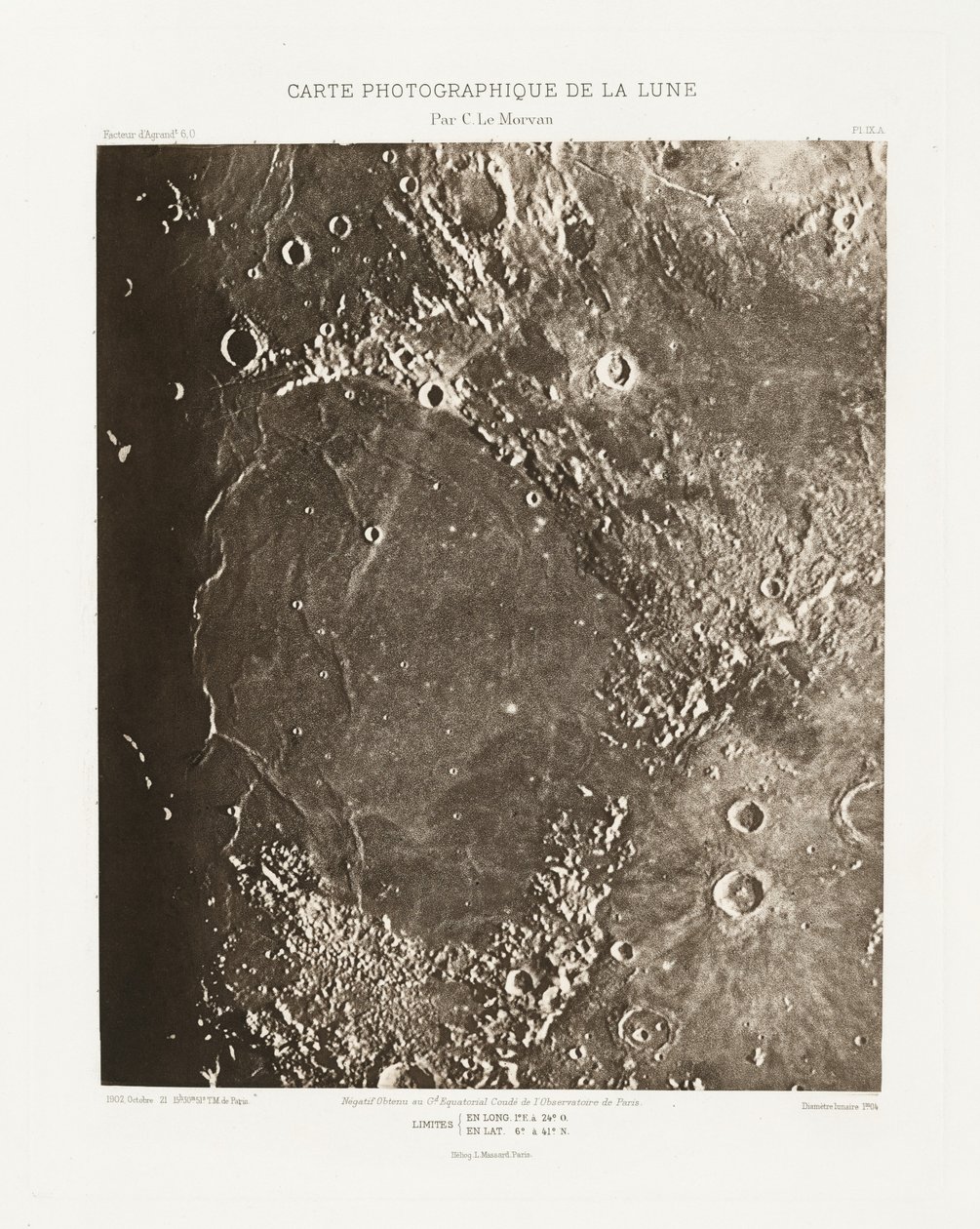 Carte photographique de la lune, planche IX.A (Fotografisk kort over månen, planche IX.A),21. oktober af Charles le Morvan