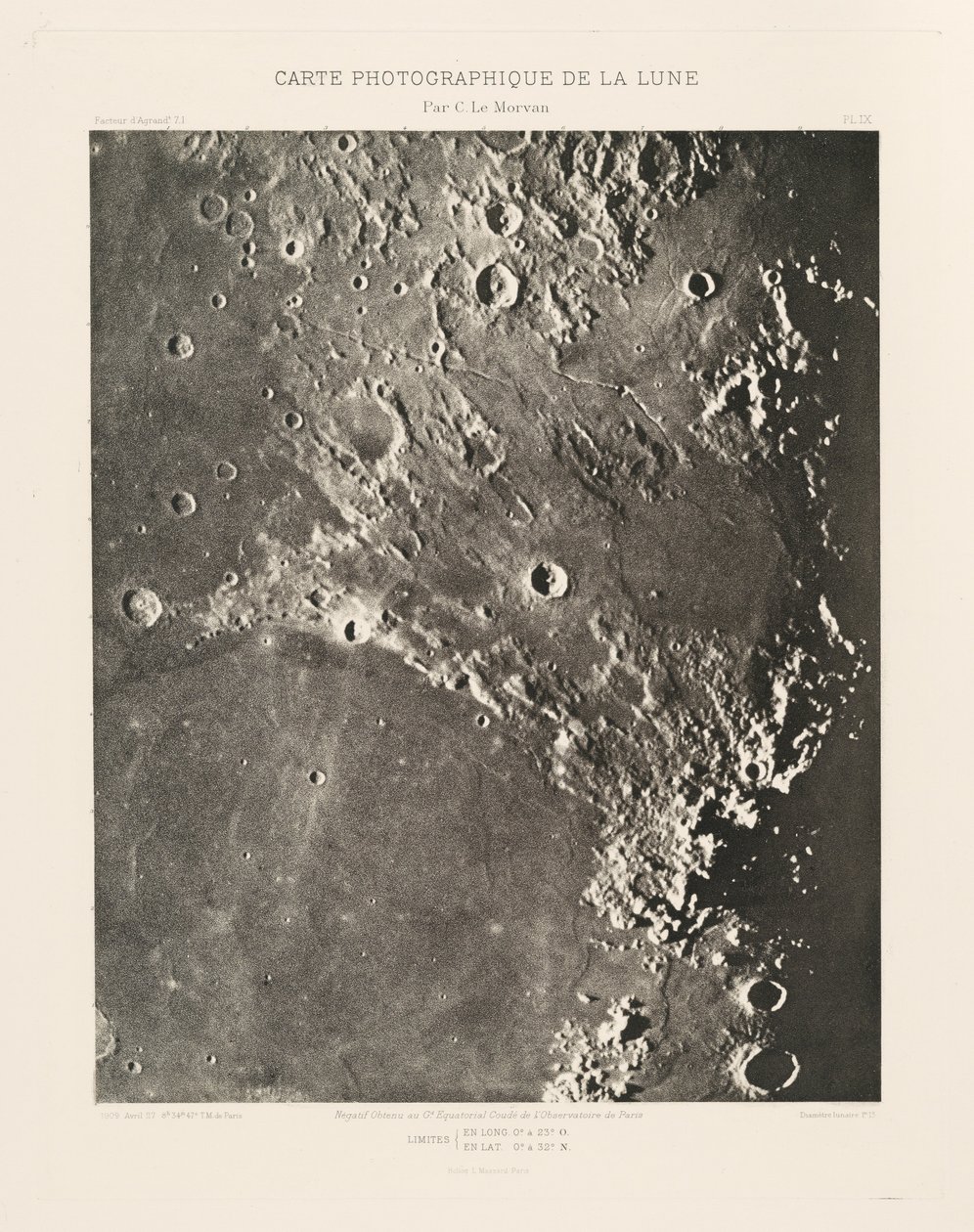 Fotografisk kort over månen, plade IX, 27. april af Charles le Morvan