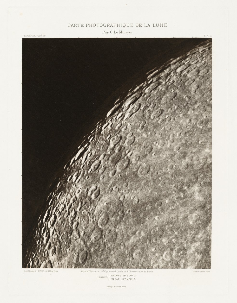 Carte photographique de la lune, planche VI.A (Fotografisk kort over månen, planche VI.A),6. februar af Charles le Morvan