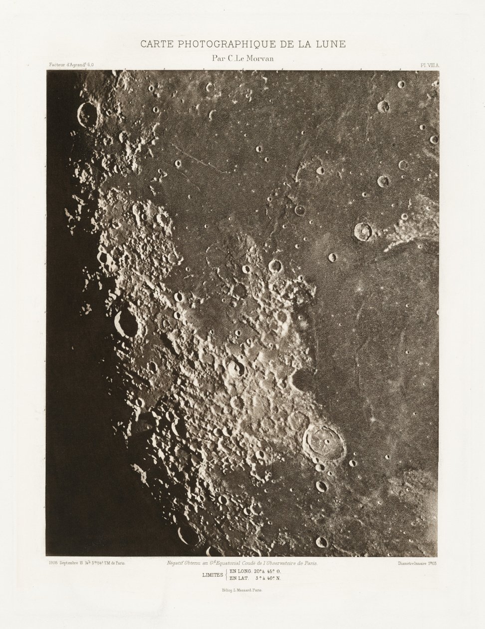 Carte photographique de la lune, planche VIII.A (Fotografisk kort over månen, planche VIII.A),13. september af Charles le Morvan